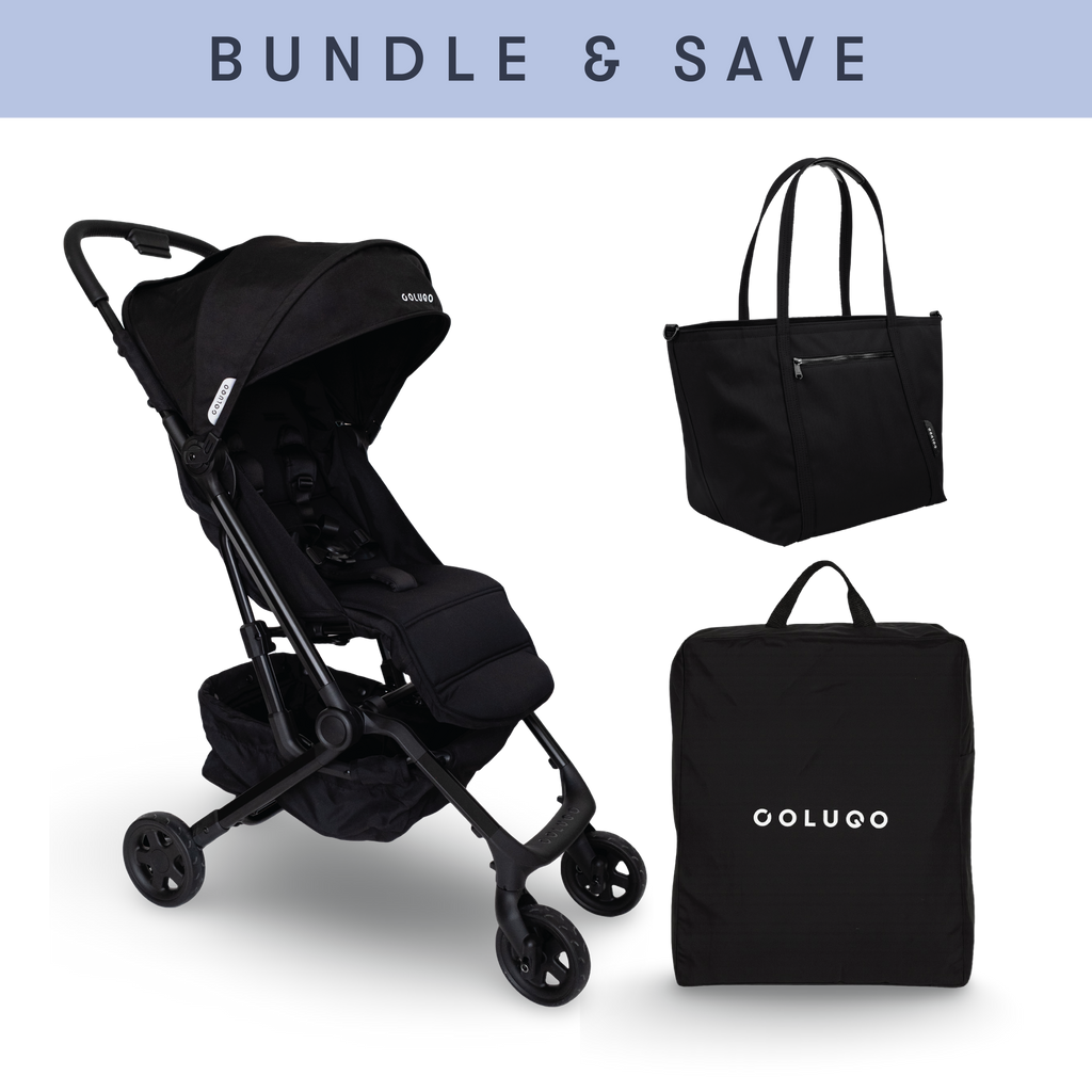 The Compact Stroller+ & The Diaper Tote Bundle, Black