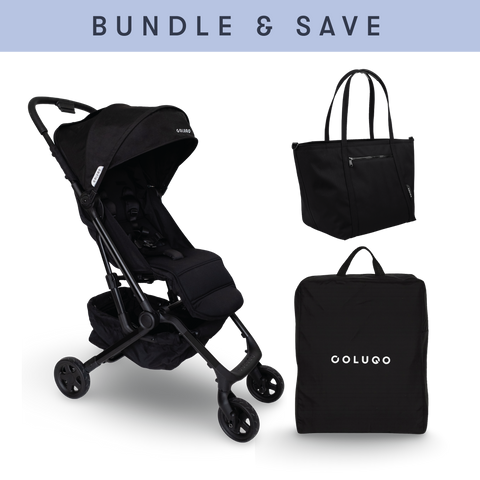 The Compact Stroller+ & The Diaper Tote Bundle, Black