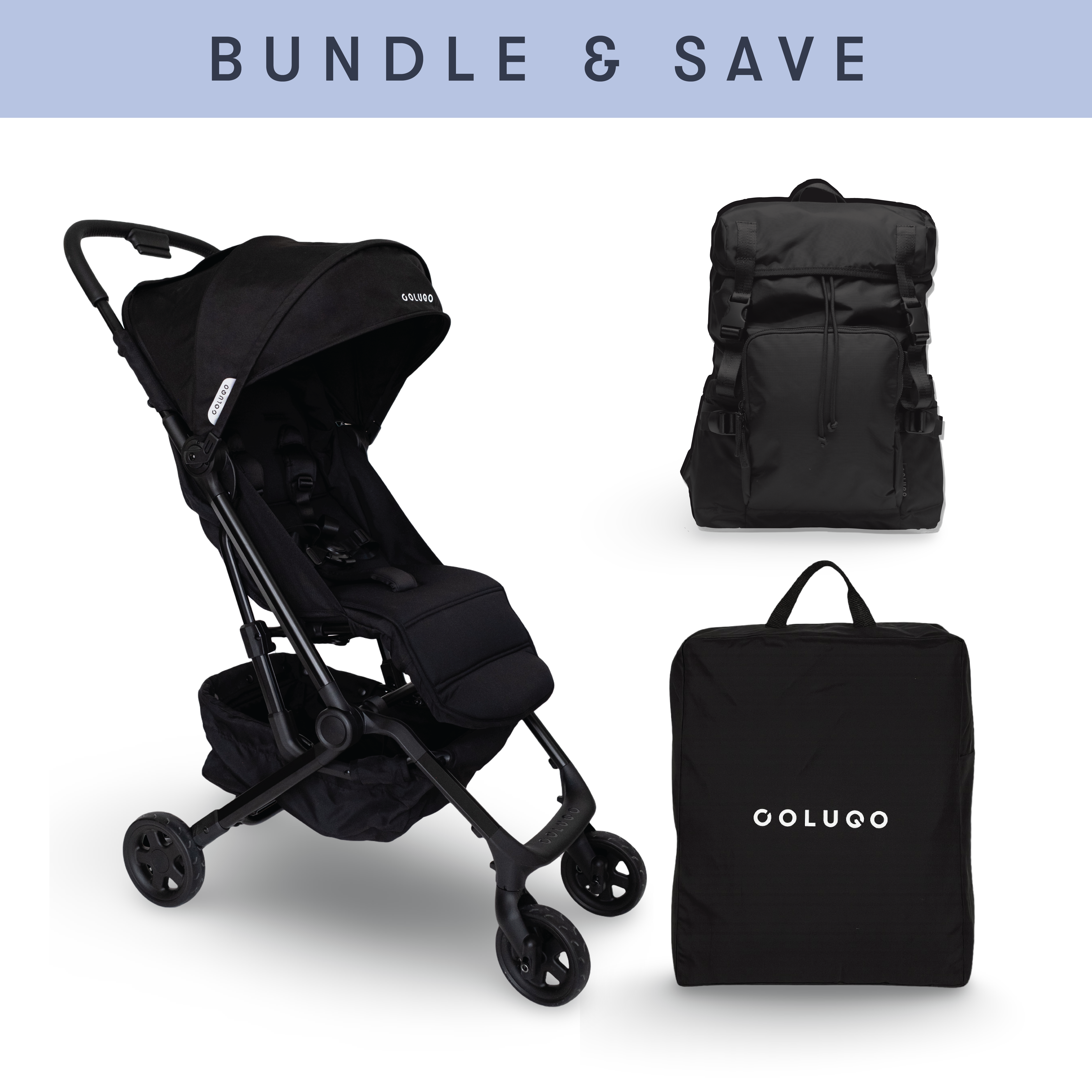 The Compact Stroller+ & The Parent Backpack Bundle, Black